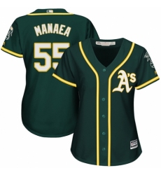 Women's Majestic Oakland Athletics #55 Sean Manaea Replica Green Alternate 1 Cool Base MLB Jersey