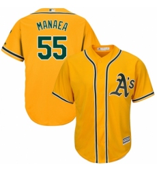 Youth Majestic Oakland Athletics #55 Sean Manaea Replica Gold Alternate 2 Cool Base MLB Jersey