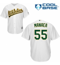 Youth Majestic Oakland Athletics #55 Sean Manaea Replica White Home Cool Base MLB Jersey