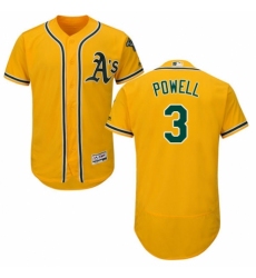 Men's Majestic Oakland Athletics #3 Boog Powell Gold Alternate Flex Base Authentic Collection MLB Jersey