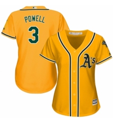 Women's Majestic Oakland Athletics #3 Boog Powell Authentic Gold Alternate 2 Cool Base MLB Jersey