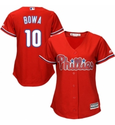 Women's Majestic Philadelphia Phillies #10 Larry Bowa Authentic Red Alternate Cool Base MLB Jersey
