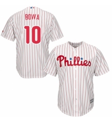 Youth Majestic Philadelphia Phillies #10 Larry Bowa Authentic White/Red Strip Home Cool Base MLB Jersey