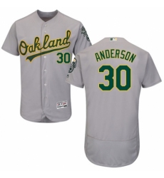 Men's Majestic Oakland Athletics #30 Brett Anderson Grey Road Flex Base Authentic Collection MLB Jersey