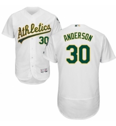 Men's Majestic Oakland Athletics #30 Brett Anderson White Home Flex Base Authentic Collection MLB Jersey