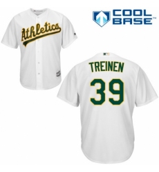 Youth Majestic Oakland Athletics #39 Blake Treinen Replica White Home Cool Base MLB Jersey