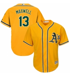 Youth Majestic Oakland Athletics #13 Bruce Maxwell Replica Gold Alternate 2 Cool Base MLB Jersey