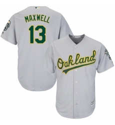 Youth Majestic Oakland Athletics #13 Bruce Maxwell Replica Grey Road Cool Base MLB Jersey