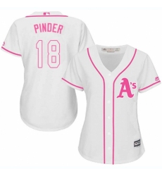 Women's Majestic Oakland Athletics #18 Chad Pinder Authentic White Fashion Cool Base MLB Jersey