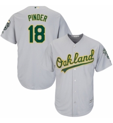 Youth Majestic Oakland Athletics #18 Chad Pinder Authentic Grey Road Cool Base MLB Jersey