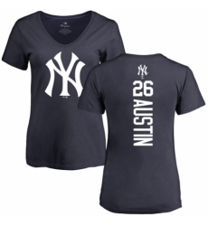 MLB Women's Nike New York Yankees #26 Tyler Austin Navy Blue Backer T-Shirt