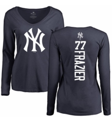MLB Women's Nike New York Yankees #77 Clint Frazier Navy Blue Backer Long Sleeve T-Shirt