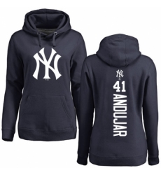 MLB Women's Nike New York Yankees #41 Miguel Andujar Navy Blue Backer Pullover Hoodie