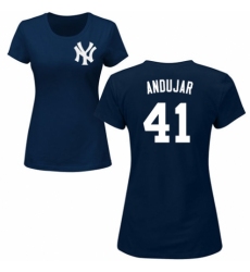 MLB Women's Nike New York Yankees #41 Miguel Andujar Navy Blue Name & Number T-Shirt