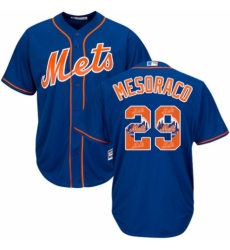 Men's Majestic New York Mets #29 Devin Mesoraco Authentic Royal Blue Team Logo Fashion Cool Base MLB Jersey