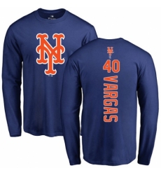 MLB Nike New York Mets #40 Jason Vargas Royal Blue Backer Long Sleeve T-Shirt