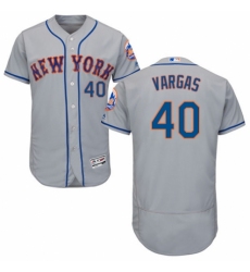 Men's Majestic New York Mets #40 Jason Vargas Grey Road Flex Base Authentic Collection MLB Jersey
