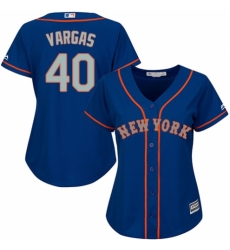 Women's Majestic New York Mets #40 Jason Vargas Authentic Royal Blue Alternate Road Cool Base MLB Jersey