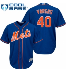 Youth Majestic New York Mets #40 Jason Vargas Authentic Royal Blue Alternate Home Cool Base MLB Jersey