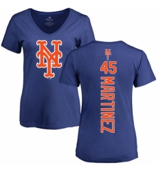 MLB Women's Nike New York Mets #45 Pedro Martinez Royal Blue Backer T-Shirt