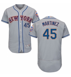 Men's Majestic New York Mets #45 Pedro Martinez Grey Road Flex Base Authentic Collection MLB Jersey