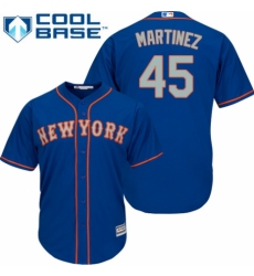Men's Majestic New York Mets #45 Pedro Martinez Replica Royal Blue Alternate Road Cool Base MLB Jersey