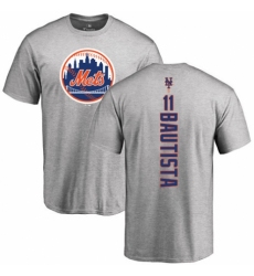 MLB Nike New York Mets #11 Jose Bautista Ash Backer T-Shirt