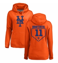 MLB Women's Nike New York Mets #11 Jose Bautista Orange RBI Pullover Hoodie
