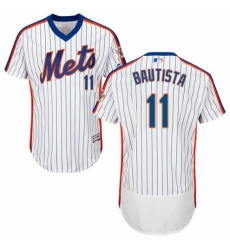 Men's Majestic New York Mets #11 Jose Bautista White Alternate Flex Base Authentic Collection MLB Jersey