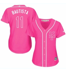 Women's Majestic New York Mets #11 Jose Bautista Authentic Pink Fashion Cool Base MLB Jersey