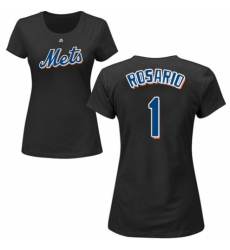 MLB Women's Nike New York Mets #1 Amed Rosario Black Name & Number T-Shirt