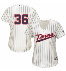 Women's Majestic Minnesota Twins #36 Robbie Grossman Authentic Cream Alternate Cool Base MLB Jersey