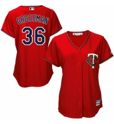 Women's Majestic Minnesota Twins #36 Robbie Grossman Replica Scarlet Alternate Cool Base MLB Jersey