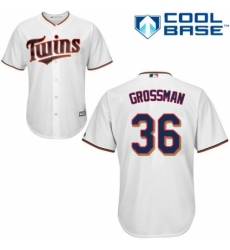 Youth Majestic Minnesota Twins #36 Robbie Grossman Replica White Home Cool Base MLB Jersey