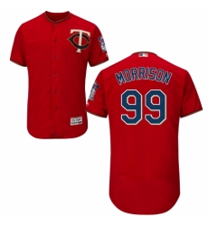 Men's Majestic Minnesota Twins #99 Logan Morrison Authentic Scarlet Alternate Flex Base Authentic Collection MLB Jersey