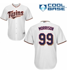 Men's Majestic Minnesota Twins #99 Logan Morrison Replica White Home Cool Base MLB Jersey