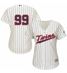 Women's Majestic Minnesota Twins #99 Logan Morrison Replica Cream Alternate Cool Base MLB Jersey