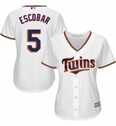 Women's Majestic Minnesota Twins #5 Eduardo Escobar Authentic White Home Cool Base MLB Jersey