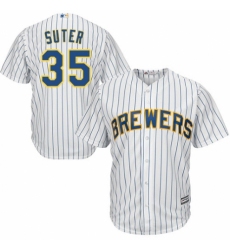 Youth Majestic Milwaukee Brewers #35 Brent Suter Authentic White Home Cool Base MLB Jersey