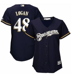 Women's Majestic Milwaukee Brewers #48 Boone Logan Replica White Alternate Cool Base MLB Jersey