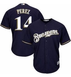 Youth Majestic Milwaukee Brewers #14 Hernan Perez Replica White Alternate Cool Base MLB Jersey