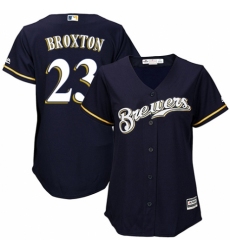 Women's Majestic Milwaukee Brewers #23 Keon Broxton Replica White Alternate Cool Base MLB Jersey