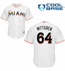 Youth Majestic Miami Marlins #64 Nick Wittgren Authentic White Home Cool Base MLB Jersey