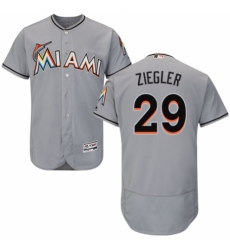 Men's Majestic Miami Marlins #29 Brad Ziegler Grey Road Flex Base Authentic Collection MLB Jersey