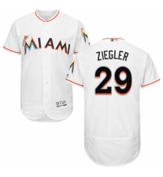 Men's Majestic Miami Marlins #29 Brad Ziegler White Home Flex Base Authentic Collection MLB Jersey