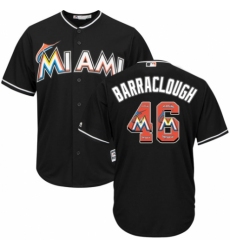 Men's Majestic Miami Marlins #46 Kyle Barraclough Authentic Black Team Logo Fashion Cool Base MLB Jersey