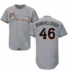Men's Majestic Miami Marlins #46 Kyle Barraclough Grey Road Flex Base Authentic Collection MLB Jersey