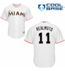 Youth Majestic Miami Marlins #11 J. T. Realmuto Replica White Home Cool Base MLB Jersey