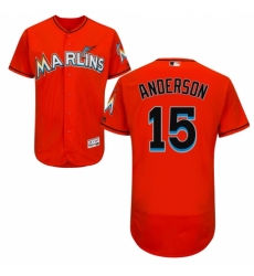 Men's Majestic Miami Marlins #15 Brian Anderson Orange Alternate Flex Base Authentic Collection MLB Jersey