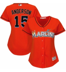 Women's Majestic Miami Marlins #15 Brian Anderson Replica Orange Alternate 1 Cool Base MLB Jersey